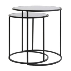 light&livingbijzettafelsetduarteglaszwartenmatzwart–ø40x45+ø50x52cm-257