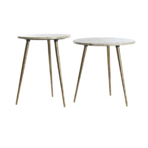 light&livingbijzettafelsetzecataupemarmerenantiekbrons–ø41x49+ø48x53cm-726