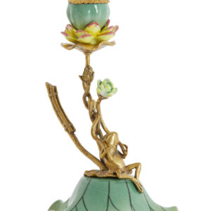 light&livingkandelaarfroggroen+brons-17x15x25cm-584