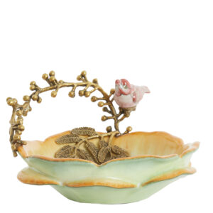 light&livingkandelaarhummingbirdkeramiekgroenroze–21,5x16x25,5cm-0