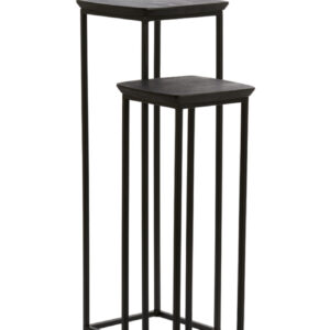 light&livingsetvan2zuilenquenzainacaciahoutmetzwartmetaal–30x30x80+35x35x100cm-2