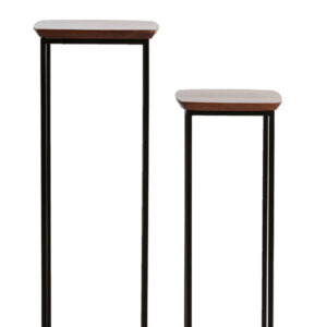 light&livingzuilensetquenzavanacaciahoutmetzwartmetaal–30x30x80+35x35x100cm-0