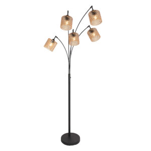 mexlite-vloerlamp-ocre-amberkleurigzwart-glasmetaal-booglamp-e14-4229zw-1