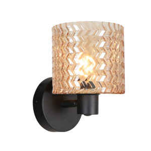mexlite-wandlamp-ocre-amberkleurigzwart-glasmetaal-bedlampje-e14-4223zw-1