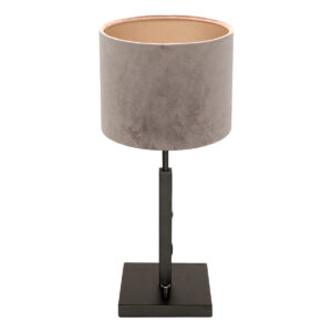 steinhauer-tafellamp-stang-zwart-metaalveloursstof-ø20cm-e27-8163zw-0