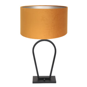 steinhauer-tafellamp-stang-zwart-metaalveloursstof-ø40cm-e27-3506zw-0