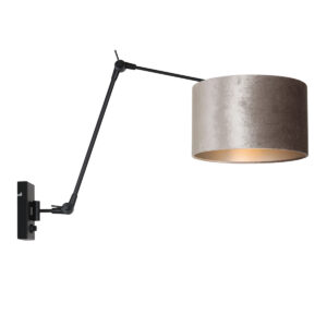 steinhauer-wandlamp-prestigechic-zwart-metaalveloursstof-schemerlamp-e27-8122zw-1