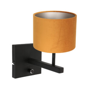 steinhauer-wandlamp-stang-zwart-metaalveloursstof-bedlampje-e27-8176zw-1