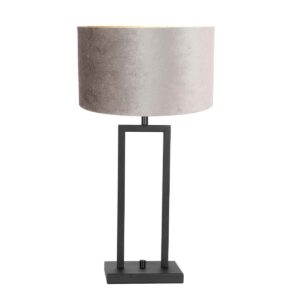 steinhauer-tafellamp-stang-zwart-metaalveloursstof-ø30cm-e27-8213zw-0