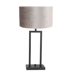 steinhauer-tafellamp-stang-zwart-metaalveloursstof-ø30cm-e27-8213zw-1