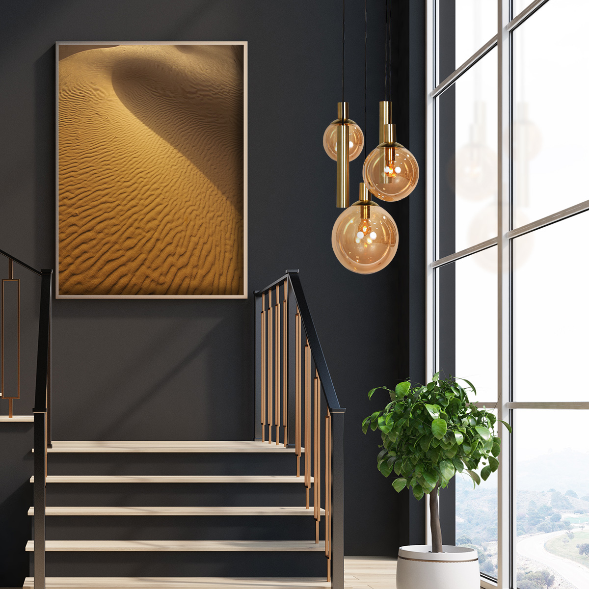 steinhauer-hanglamp-bolliqueled-amberkleurigmessing-glasmetaal-ø60cm-e27_gu10-3801me-2