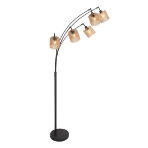 vloerlamp-amberkleurigzwart-ocre-glasmetaal-booglamp-e14-4229zw-mexlite-0