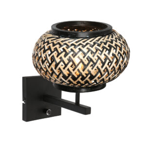 wandlamp-zwart-stang-bamboemetaal-bedlampje-e27-4459zw-steinhauer-0