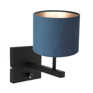 wandlamp-zwart-stang-metaaltextiel-bedlampje-e27-8251zw-steinhauer-0
