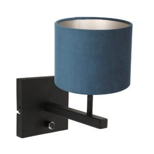 wandlamp-zwart-stang-metaaltextiel-bedlampje-e27-8251zw-steinhauer-1