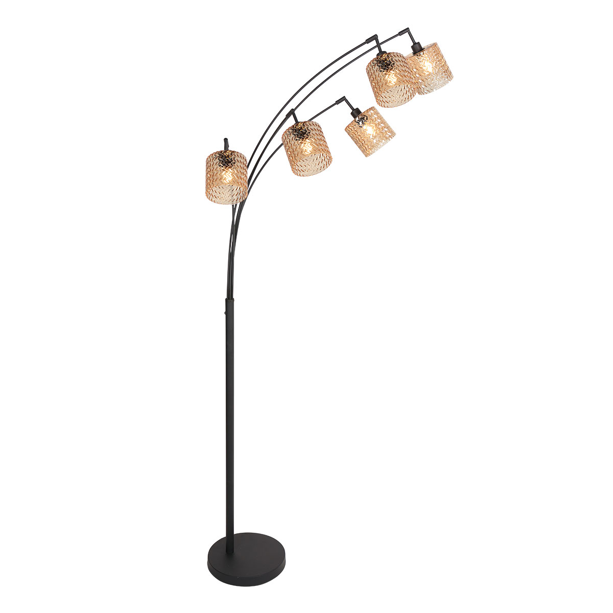 vloerlamp-amberkleurigzwart-ocre-glasmetaal-booglamp-e14-4229zw-mexlite-0